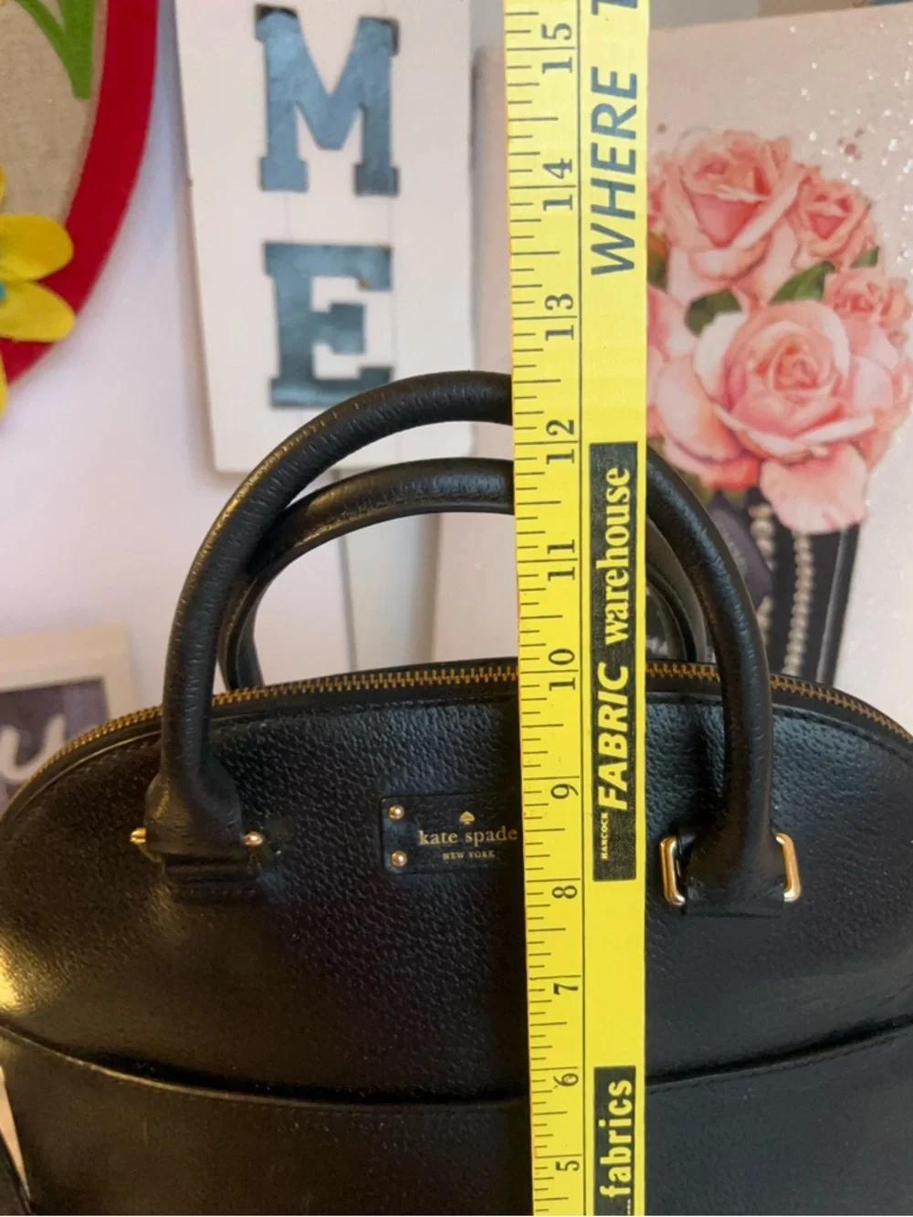 kate spade black leather dome satchel with gold hardware